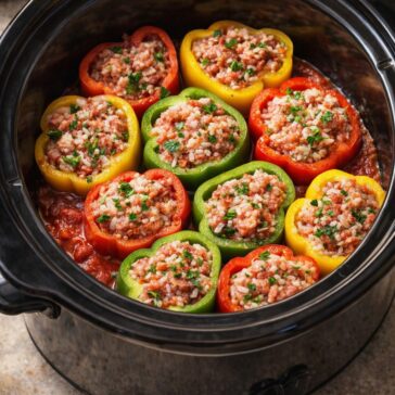5-Ingredient Slow Cooker Sausage Stuffed Peppers – Easy Weeknight Dinner