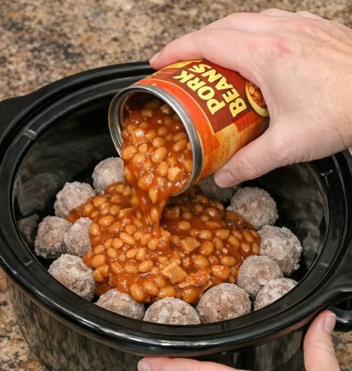 Campfire Beans with Meatballs - Slow-Cooker