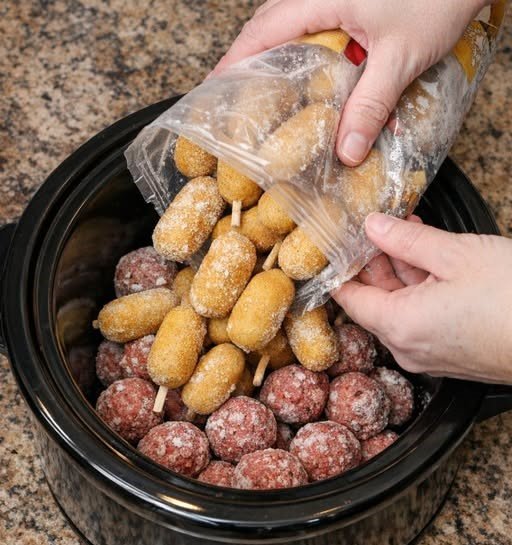 Corn Dog Meatball Bites - Slow Cooker