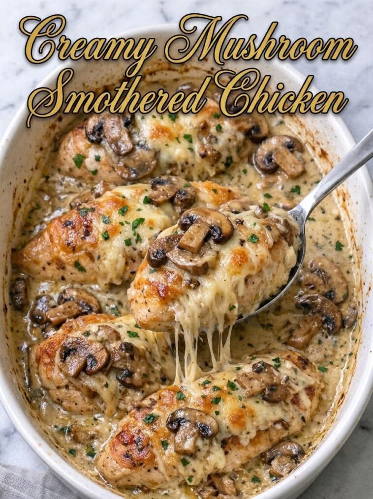 Creamy Mushroom Smothered Chicken