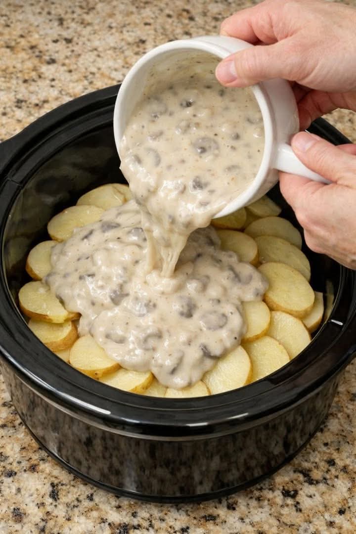 Scalloped Potatoes and Ham In Slow Cooker