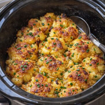 Slow Cooker Smashed Potato Bake – Easy Crispy & Creamy Potatoes