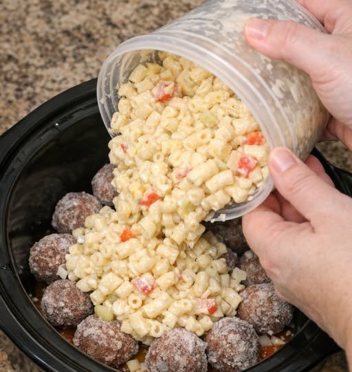 Slow Cooker Macaroni Salad Meatballs