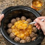 Slow Cooker Peach Jalapeno Beef Meatballs