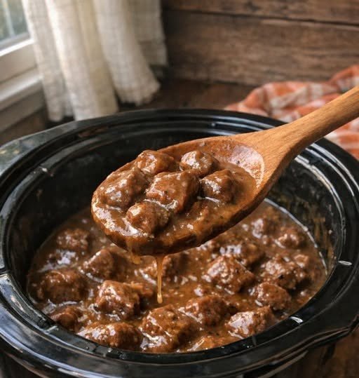 Slow Cooker Sunday Gravy Beef Tips