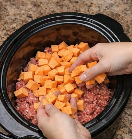 Slow Cooker Sweet Potato Beef Mash