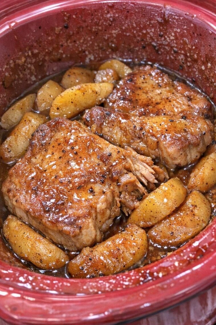 Slow Cooker Apple Cinnamon Pork Chops