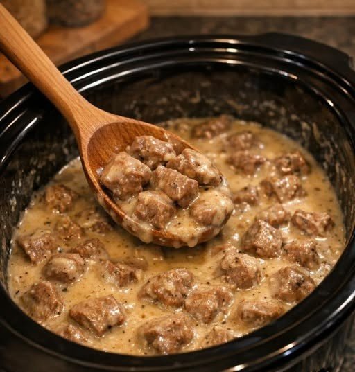 Slow Cooker Beef Tips with Cream Gravy