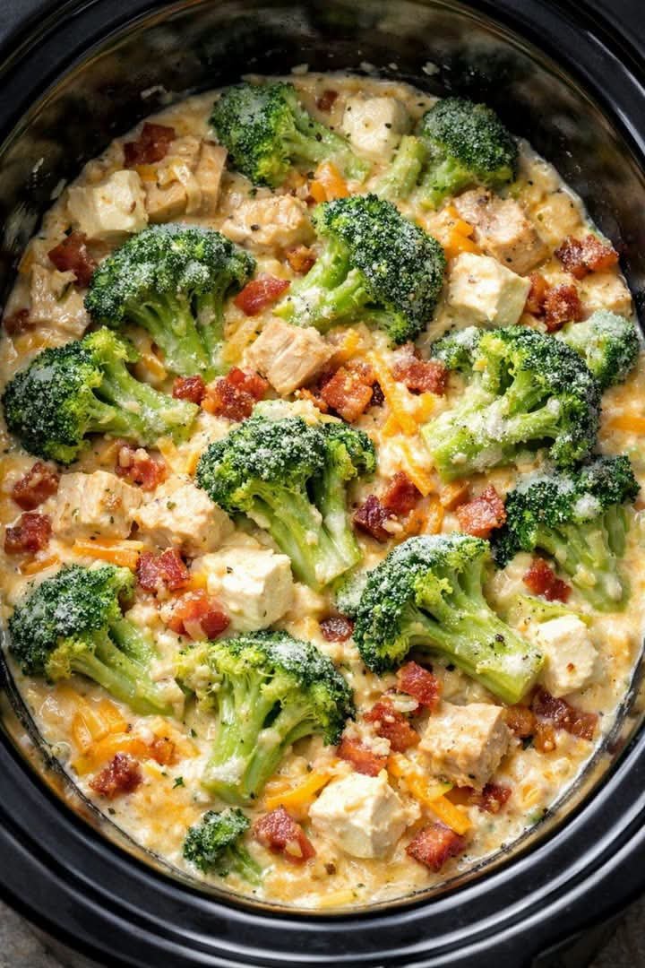 Slow Cooker Cheesy Chicken & Broccoli
