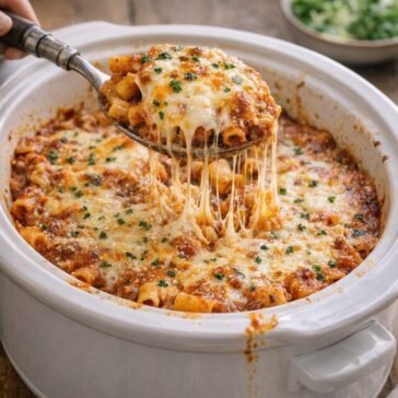 Cheesy Crock Pot Pasta Bake