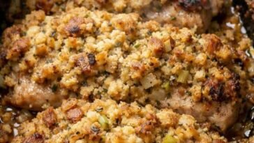 Crock Pot Amish Stuffing Pork Chops