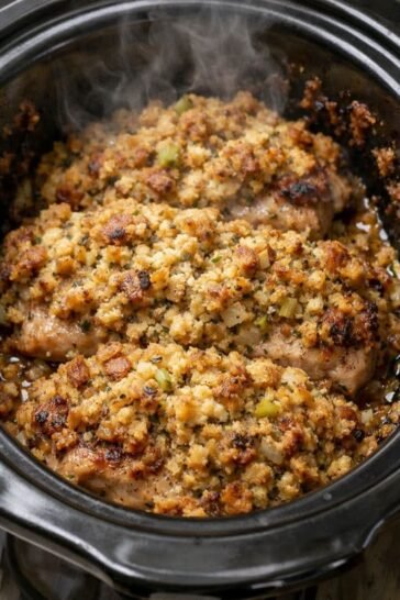 Crock Pot Amish Stuffing Pork Chops