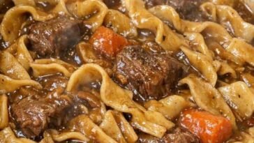 Slow Cooker Amish Beef Stew Noodles