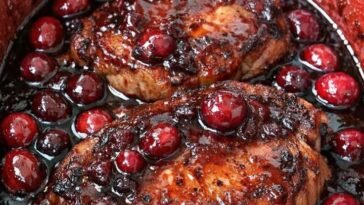 Slow Cooker Cranberry Balsamic Pork Chops