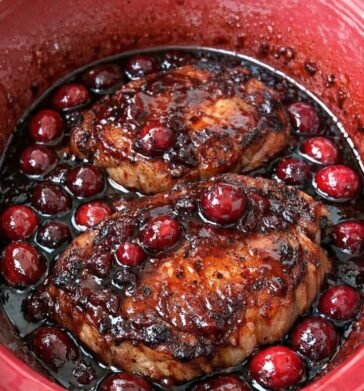 Slow Cooker Cranberry Balsamic Pork Chops